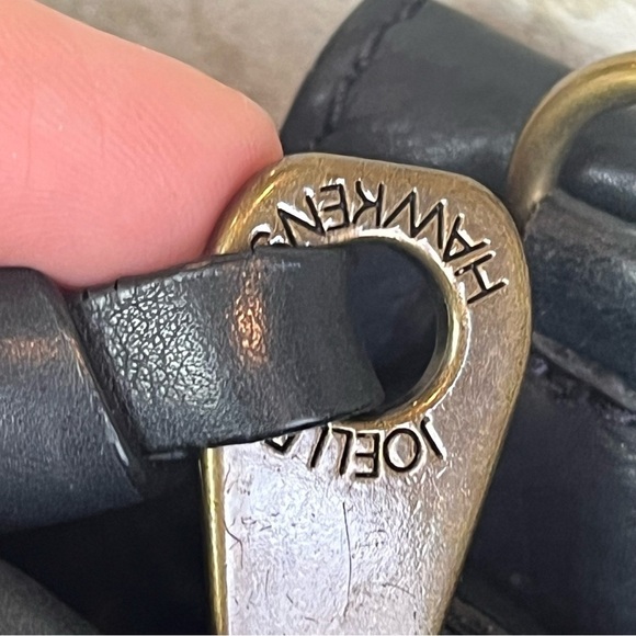 JOELLE HAWKENS Boho Black Pebbled Leather Crossbody Shoulder Bag Brass Hardware - Picture 5 of 16